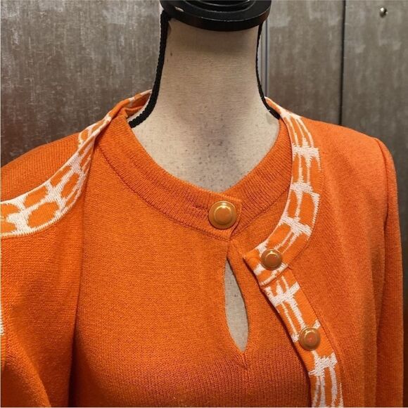 St. John Orange Women's Dress with Cardigan ( set), US4 - Picture 4 of 9